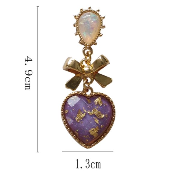 💕Last one Dreamy Bow Heart Resin Ea… - Picture 5 of 7